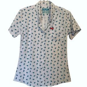 Dixxon Flannel Company Party Cactus Shirt Womens Large White Teal Santa Fe Top